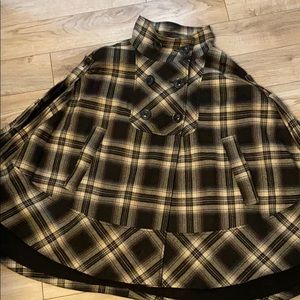Wool plaid cape